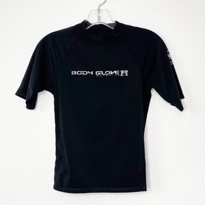 Youth Body Glove Rashguard Swim Shirt XS Black Short Sleeve Beach Surfing
